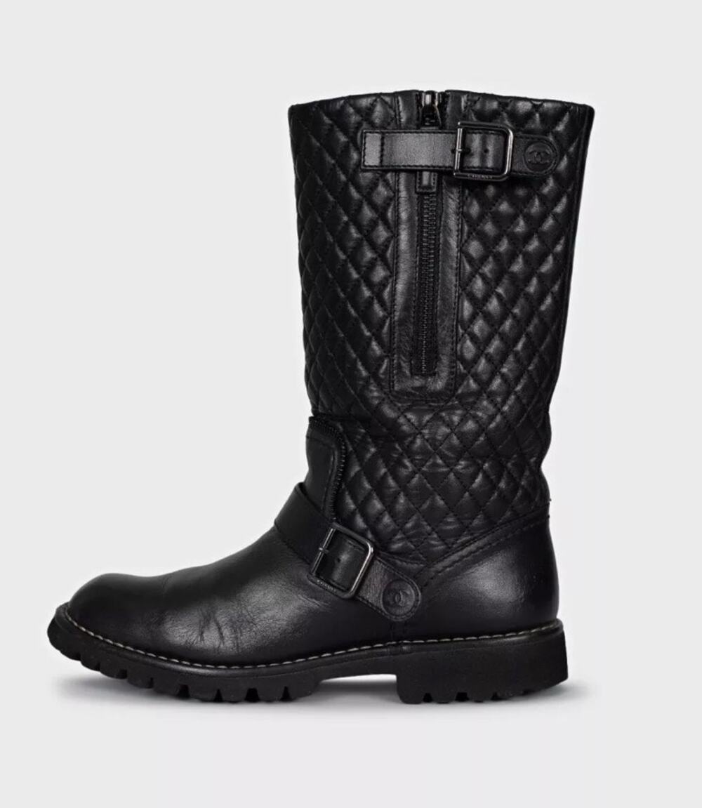 Chanel Black Quilted Leather Over-The-Knee Boots Sz.39,5